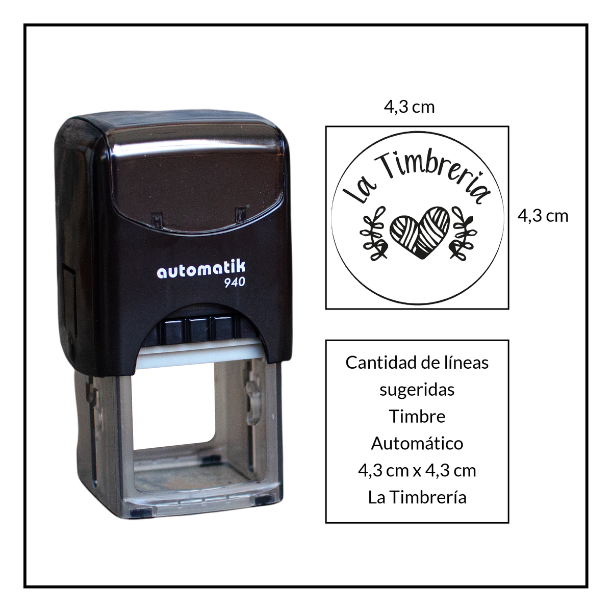 Timbre Automatico Personalizado 4,3x4,3cm – La Timbrería