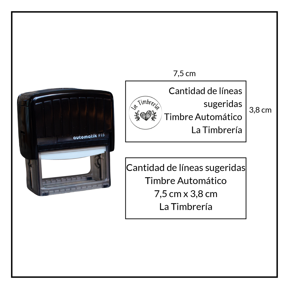 Timbre Automatico Personalizado 3,8x7,5cm – La Timbrería